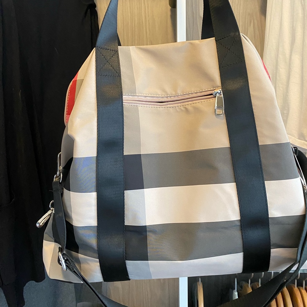 Burberry-themed weekender travel bag